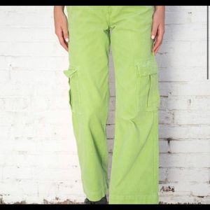 brandy melville green tatum corduroy cargo pants